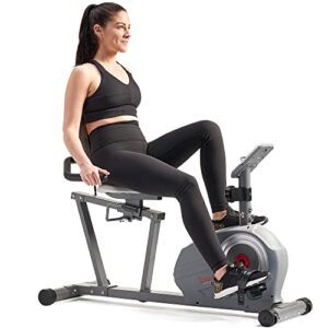 Sunny Health & Fitness Essentials Series Magnetic Smart Recumbent Bike with Exclusive SunnyFit App Enhanced Bluetooth Connectivity – SF-RB422003