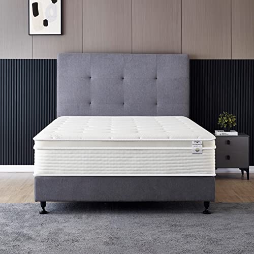 Full Size Mattress - 12 Inch Cool Memory Foam & Spring Hybrid Mattress with Breathable Cover - Motion Isolation - Comfort Plush Euro Pillow Top - Green Foam Certified - Oliver & Smith