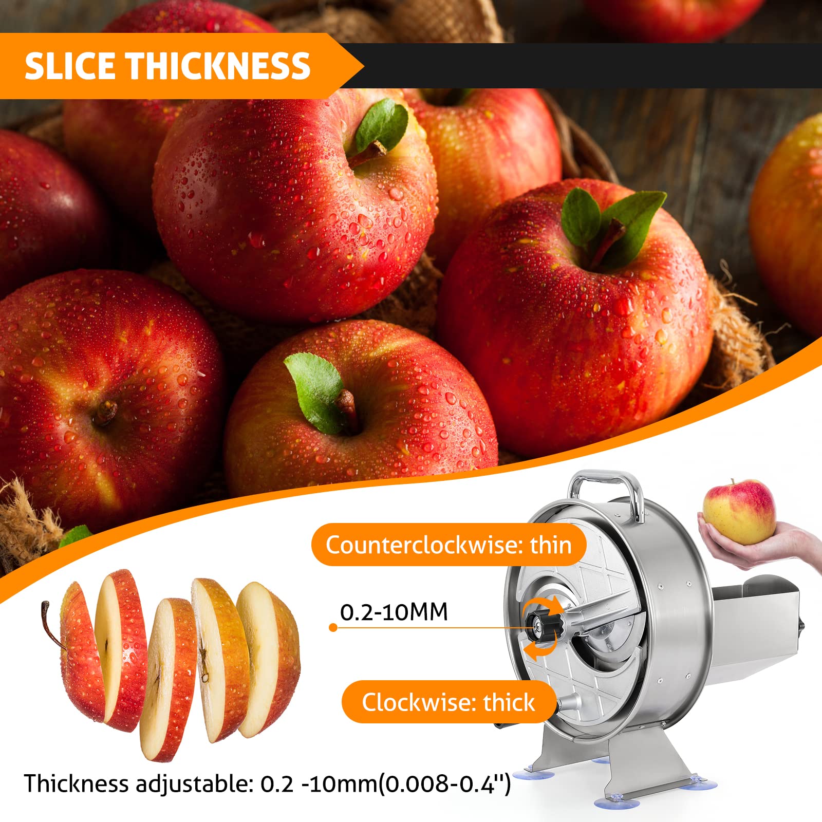 WICHEMI Commercial Slicer Machine Manual Vegetable Fruit Slicer Food Slicing Machine Stainless Steel Vegetable Cutter for Potatoes Lemons Tomatoes Onions