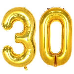 30 Balloon Numbers Gold Big Giant Jumbo Number 30 Foil Mylar Balloons for 30th Birthday Party Supplies 30 Anniversary Events Decorations