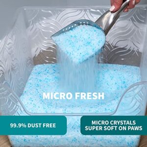 Litter Pearls Crystal Cat Litter with Odorbond- Superior Odor Control, Soft-On-Paws, Low Dust, 7lb, Micro Fresh, White, Clear and Blue Crystals