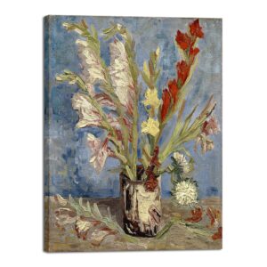 wieco art vase with gladioli and china asters by van gogh famous artwork oil paintings large wall art abstract flowers pictures modern floral canvas prints for office decor