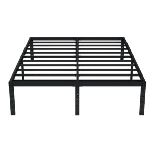 EMODA 16 Inch Bed Frame Queen Size Heavy Duty Metal Platform No Box Spring Needed with Steel Slat Support, Easy Assembly, Black