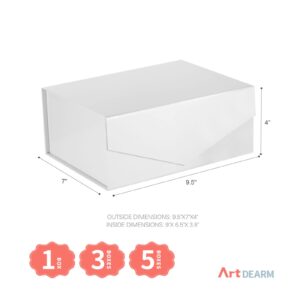 ARTDEARM 5 Gift Boxes 9x6.5x3.8 Inches, Gift Boxes with Lids, White Gift Boxes, Magnetic Closure Gift Boxes, Bridesmaid Proposal Boxes for All Occasions (Glossy White)