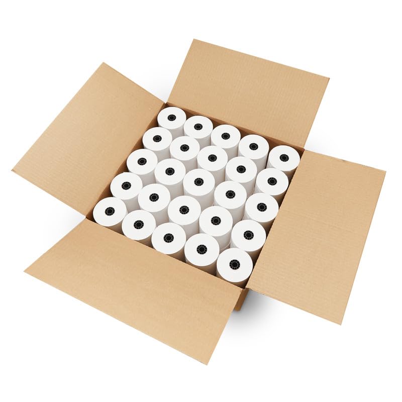 3" X 165' One Ply Bond Receipt Paper Rolls Compatible with Most Restaurant Kitchen Printers. (Non-Thermal - Pack of 50)