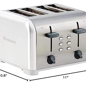 Kenmore 4-Slice Toaster, White Stainless Steel, Dual Controls, Extra Wide Slots, Bagel and Defrost Functions, 9 Browning Levels, Removable Crumb Trays, for Bread, Toast, Muffin, Toaster Strudel…