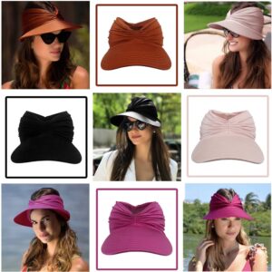 Women Visor Ponytail Sun Hat UPF 50+ UV Protection Wide Brim Beach Cap Summer Hat Outdoor(Black)