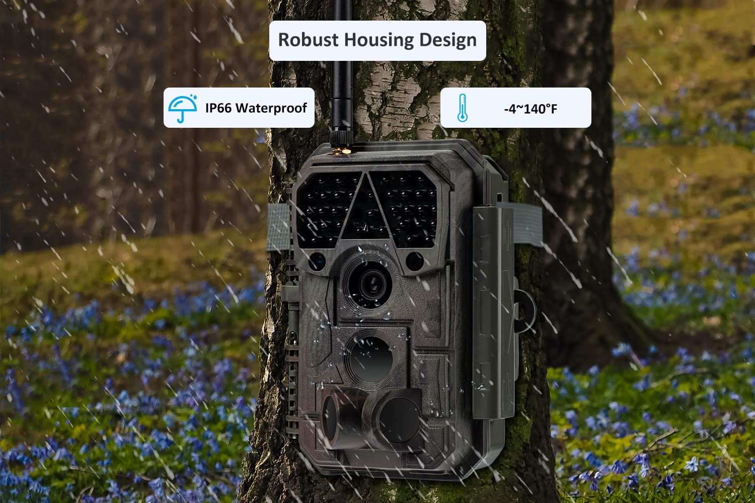 Meidase P100 WiFi Trail Camera, Bluetooth, 32MP 1296p, Game Cameras with 100ft Night Vision, Motion Activated, Waterproof