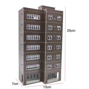 ATINGSHOKB HO Scale Building 1:87 DIY Train Railway Modern Tall Business Buildings Office House Assembled Architectural for Model Train Layout (Brown)