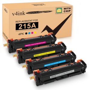 v4ink compatible 215a toner cartridge (with chip) replacement for hp 215a w2310a w2311a w2312a w2313a toner black for hp color pro m182nw m183fw printer black cyan yellow magenta 4-pack