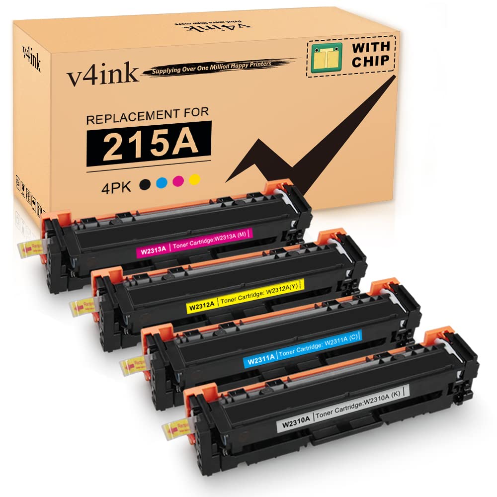 v4ink Compatible 215A Toner Cartridge (with Chip) Replacement for HP 215A W2310A W2311A W2312A W2313A Toner Black for HP Color Pro M182nw M183fw Printer Black Cyan Yellow Magenta 4-Pack