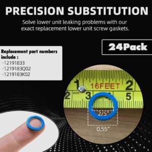 TonGass (24-Pack, Blue) Exact Replacement Mercury Marine Drain Screw Gaskets - Lower Unit Seals for 3/8”-16 Drain Fill Screws - Fits Most Non-Japanese Mercury/Mariner Outboards and All Mercruiser