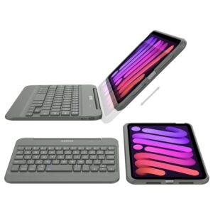 Arteck Bluetooth Keyboard Case for iPad Mini 6, 8.3-inch, with 130 Degree Swivel Rotating Stand, Shockproof Protection, Auto Sleep/Wake Feature, USB-C Charging