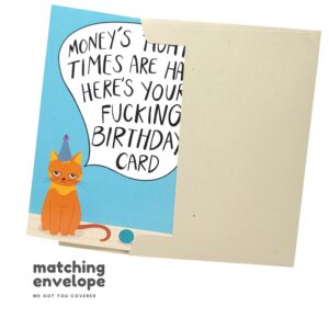 Sleazy Greetings Funny Birthday Card For Him Her | Rude Funny Cat Birthday Card For Men Women | Dirty Cat Bday Card For Wife Husband Boyfriend Girlfriend | Birthday Money's Tight Times Are Hard Card