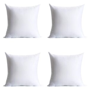 Calibrate Timing 18 x 18 inches Pillow Inserts, Set of 4 Hypoallergenic Brushed Microfiber Liner Down Alternative Filled Square Cushion Throw Pillow