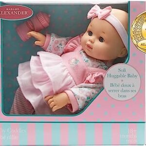 Madame Alexander 14-Inch Baby Cuddles Doll with Bottle, Pink Floral, Light Skin Tone