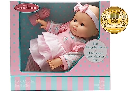 Madame Alexander 14-Inch Baby Cuddles Doll with Bottle, Pink Floral, Light Skin Tone