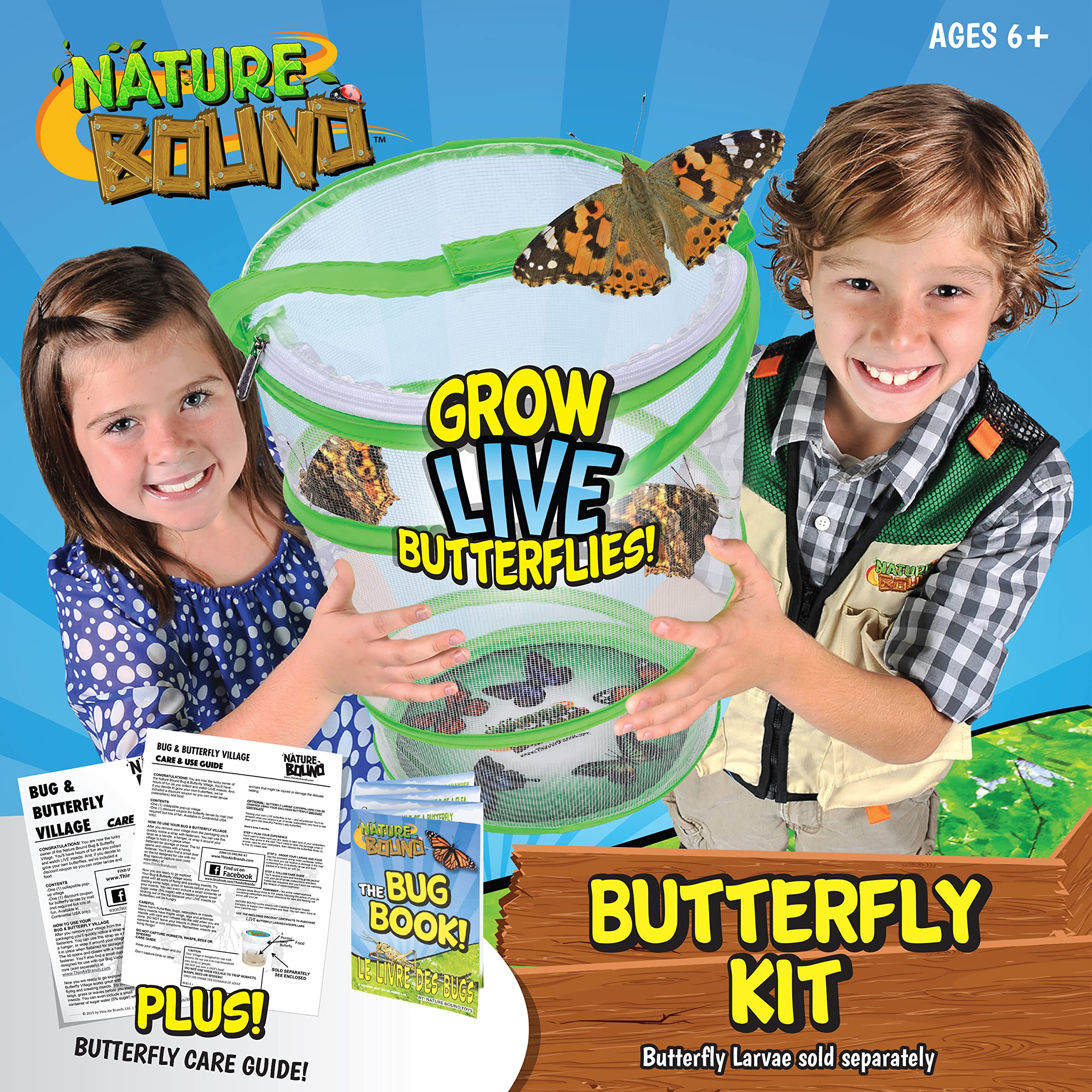 Nature Bound Butterfly Growing Kit - Live Caterpillar to Butterfly Project for Kids - includes Voucher for Caterpillars, Green Pop-Up Enclosure, and STEM Learning Guide