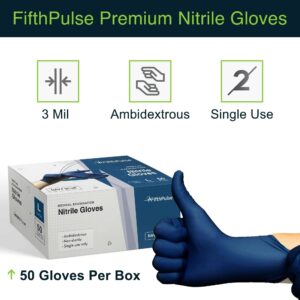 Gloves Disposable Latex Free Navy Nitrile Gloves Medium, 50 Count - Powder Free Rubber Gloves - Medical Exam Surgical Gloves - Food Safe Cooking Gloves, 3 Mil Thick