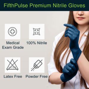 Gloves Disposable Latex Free Navy Nitrile Gloves Medium, 50 Count - Powder Free Rubber Gloves - Medical Exam Surgical Gloves - Food Safe Cooking Gloves, 3 Mil Thick