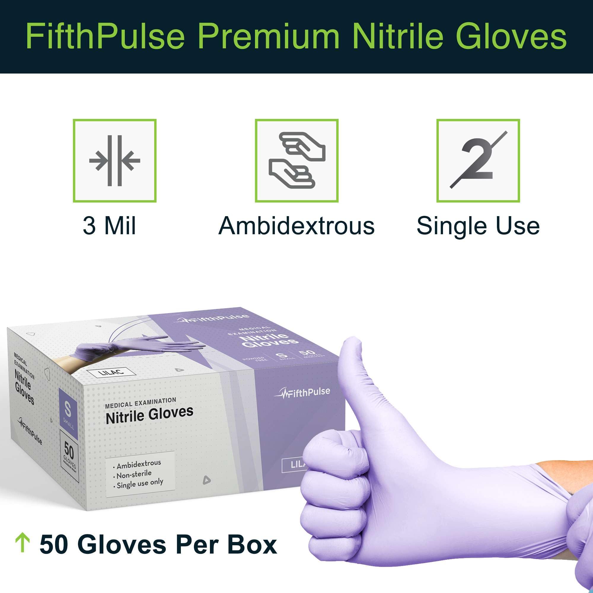 Lilac Nitrile Disposable Gloves - 50 Count - 3 Mil Nitrile Gloves Medium - Powder and Latex Free Rubber Gloves - Surgical Medical Exam Gloves - Food Safe Cooking Gloves