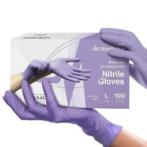 Lilac Nitrile Disposable Gloves - 100 Count - 3 Mil Nitrile Gloves Large - Powder and Latex Free Rubber Gloves - Surgical Medical Exam Gloves - Food Safe Cooking Gloves