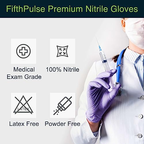 Lilac Nitrile Disposable Gloves - 100 Count - 3 Mil Nitrile Gloves Large - Powder and Latex Free Rubber Gloves - Surgical Medical Exam Gloves - Food Safe Cooking Gloves