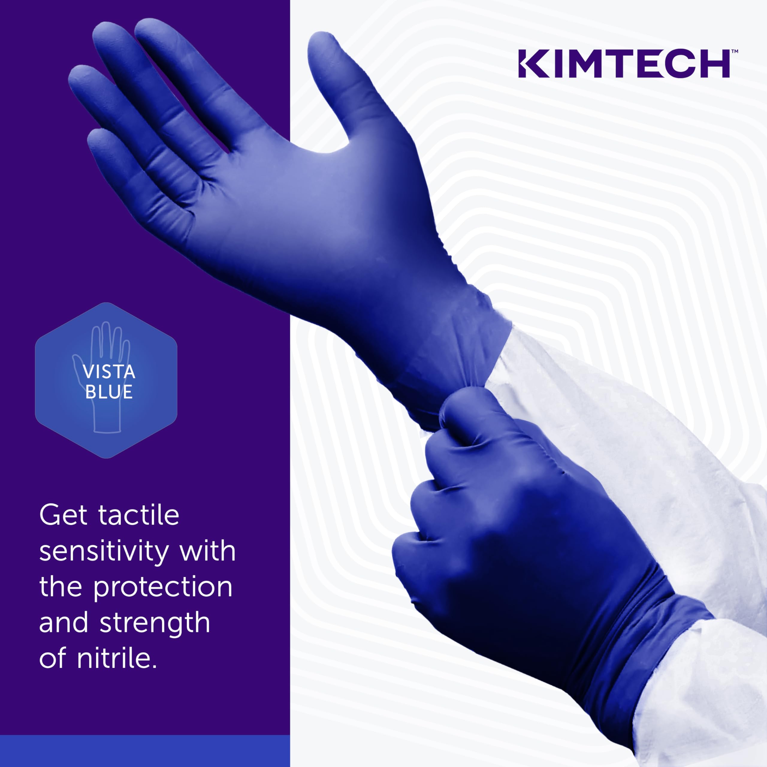 KIMTECH™ Vista™ Nitrile Exam Gloves (62825) 4.3 Mil, Ambidextrous, 9.5”, XS, 200 Nitrile Gloves/Box, Blue