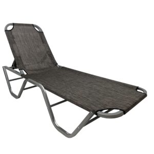 easygo products patio chaise lounger - aluminum patio sun lounge chair - adjustable reclining - outdoor patio beach porch swing pool - five-position recliner - lightweight all weather - brown
