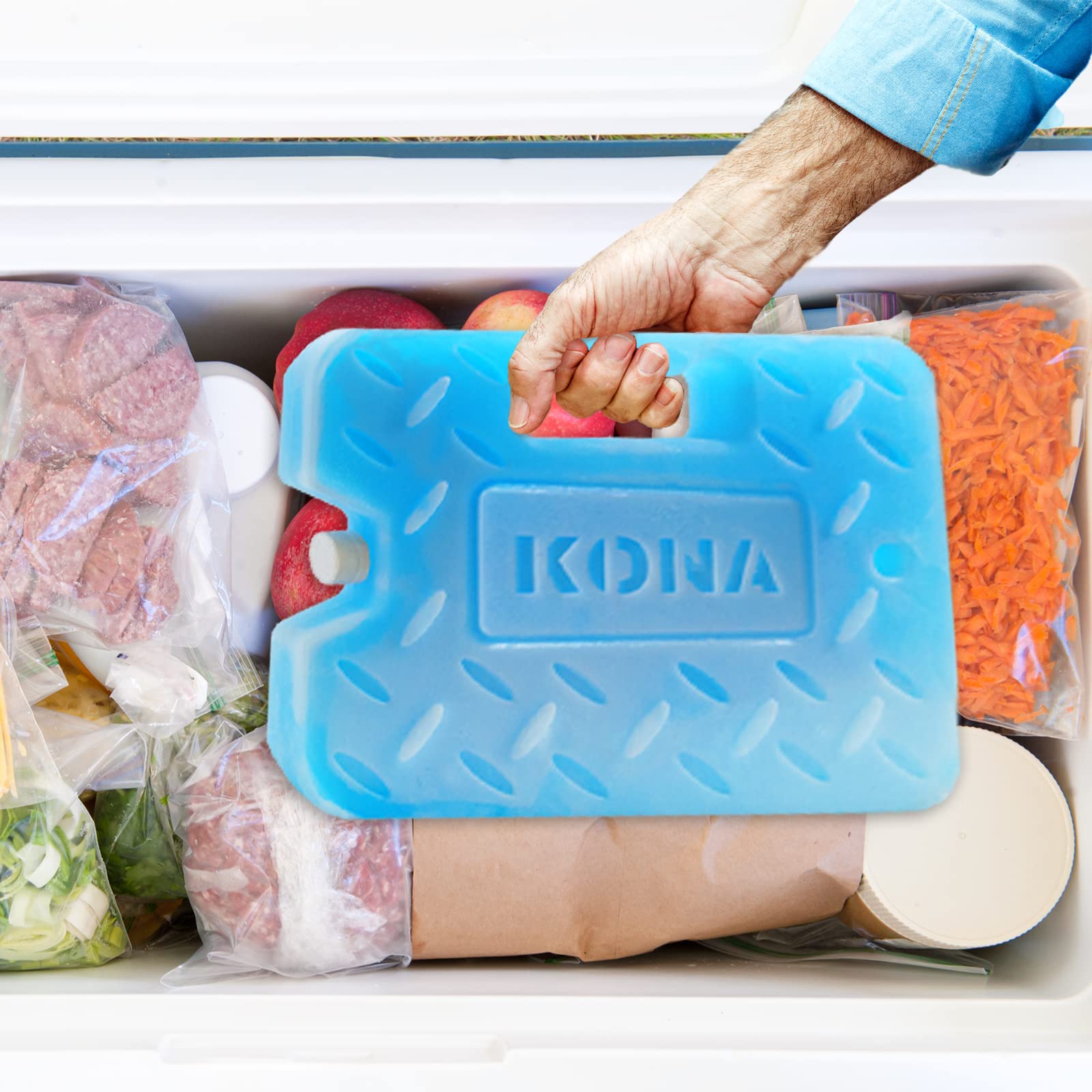 Kona Blue Ice Large Ice Packs for Coolers - Long Lasting Design - Refreezable Reusable Cooler Ice Pack (2)