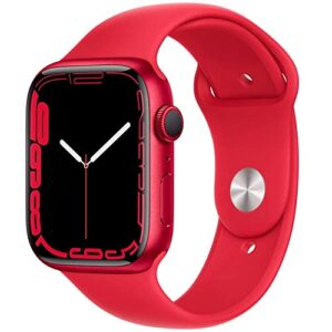 apple watch series 7 (gps + cellular, 45mm) red aluminum case with red sport band (renewed)