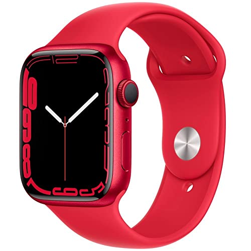 Apple Watch Series 7 (GPS + Cellular, 45mm) Red Aluminum Case with Red Sport Band (Renewed)