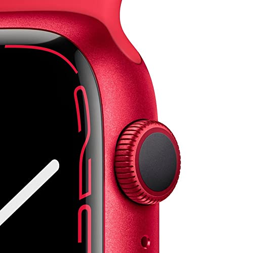 Apple Watch Series 7 (GPS + Cellular, 45mm) Red Aluminum Case with Red Sport Band (Renewed)