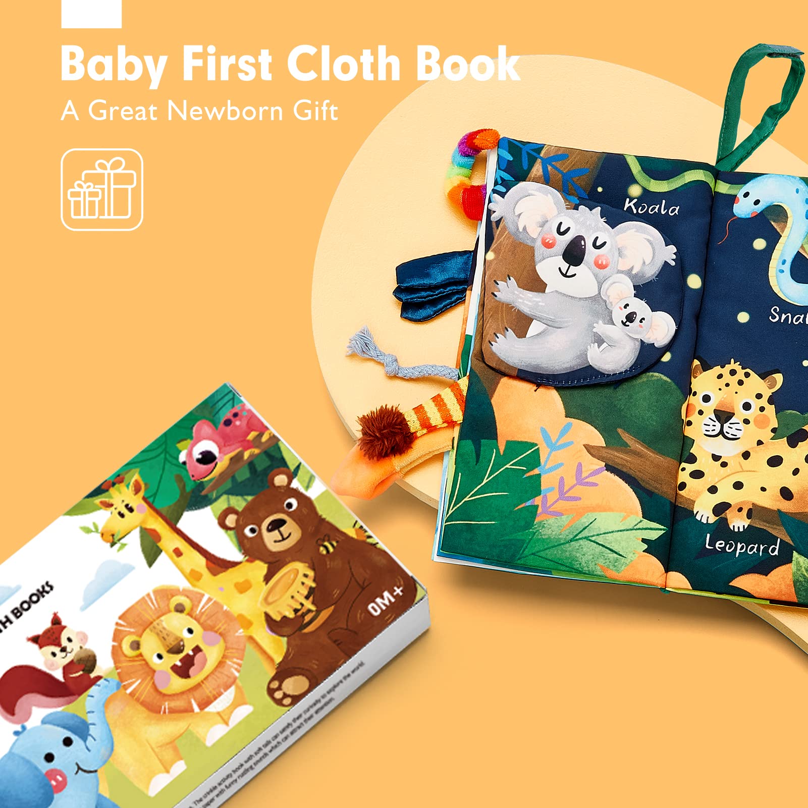 Baby Books 0-6 Months,Infant Tummy Time Toys High Contrast Sensory Baby Toys 6 to 12 Months Touch Feel Book Gift Christmas Stocking Stuffers for Boys Girls 0-3 Months Book Early Learning Stroller Toy