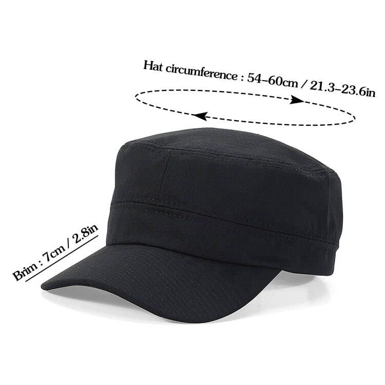 XYIYI Black Unisex Cotton Basic Cadet Army Cap Everyday Military Style Hat