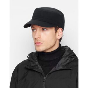 XYIYI Black Unisex Cotton Basic Cadet Army Cap Everyday Military Style Hat