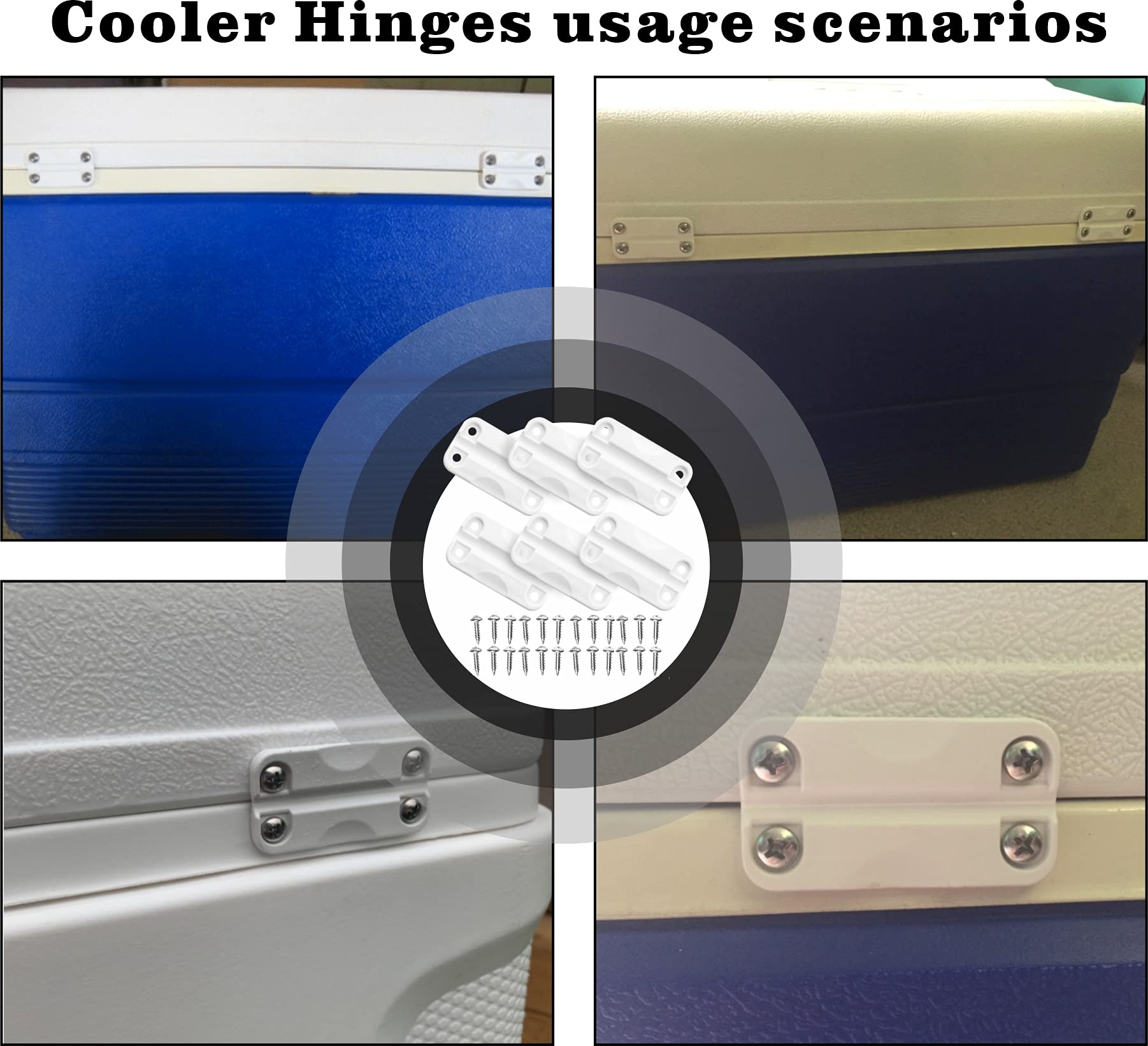 Cooler Replacement Hinges for Igloo Ice Chest, Cooler Replacement Hinges Parts, High Toughness Cooler Hinges Parts, for Igloo Cooler Replacement Parts. Cooler Replacement Hinges and Screws, Set of 3.