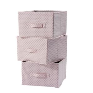 urban lifestyle polka dot drawer organizational storage bins, set of 3, pink