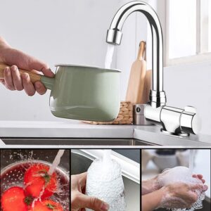 Foldable Faucet, 360° Rotation Sink Water Tap Cold & Hot Water Mixer Faucet for RV Boat Foldable Copper Kitchen Faucet