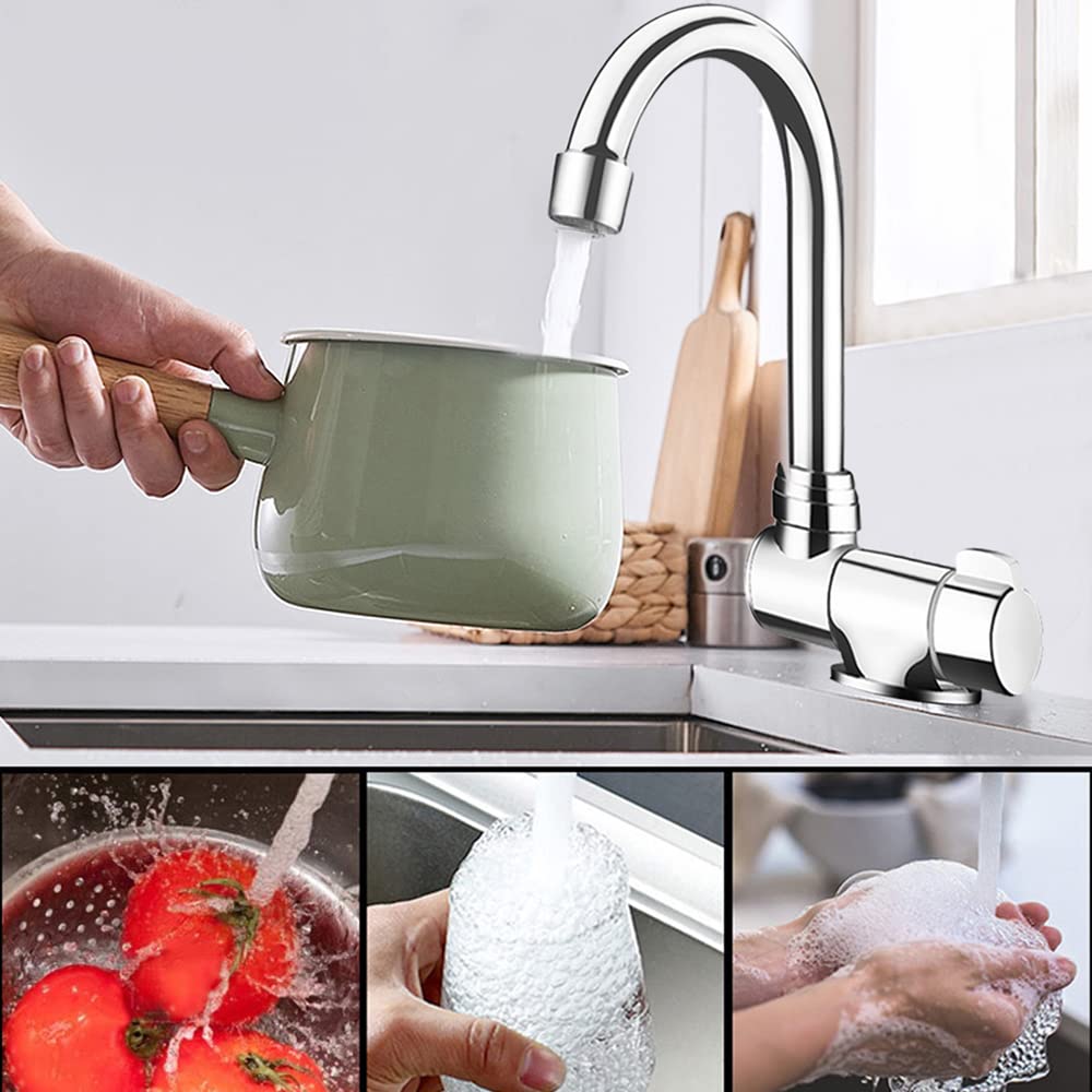 Foldable Faucet, 360° Rotation Sink Water Tap Cold & Hot Water Mixer Faucet for RV Boat Foldable Copper Kitchen Faucet