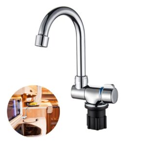 Foldable Faucet, 360° Rotation Sink Water Tap Cold & Hot Water Mixer Faucet for RV Boat Foldable Copper Kitchen Faucet