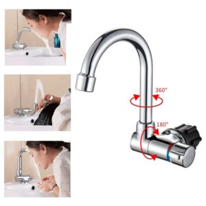 Foldable Faucet, 360° Rotation Sink Water Tap Cold & Hot Water Mixer Faucet for RV Boat Foldable Copper Kitchen Faucet