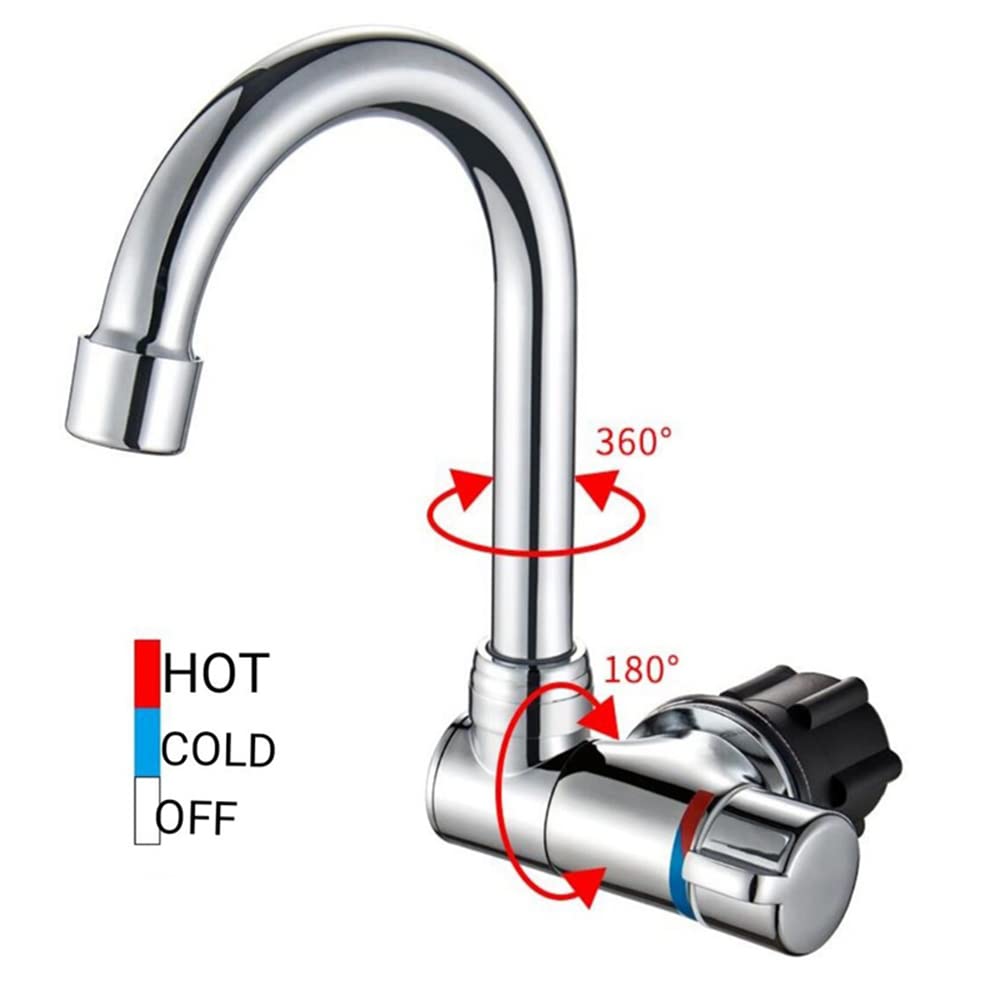 Foldable Faucet, 360° Rotation Sink Water Tap Cold & Hot Water Mixer Faucet for RV Boat Foldable Copper Kitchen Faucet