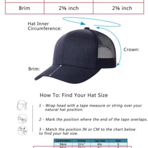 TSSGBL M,L,XL,XXL Snapback Trucker Hat Summer Ball Caps for Men Women,Adjustable Blank Mesh Back Workout Baseball Cap - Charcoal Grey