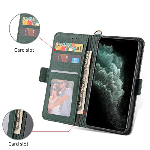 Fansipro Wallet Folio Case for Samsung Galaxy A40, Premium PU Leather Slim Fit Cover for Galaxy A40, 2 Card Slots, 1 Transparent Photo Frame Slot, Anti-Dust, Green