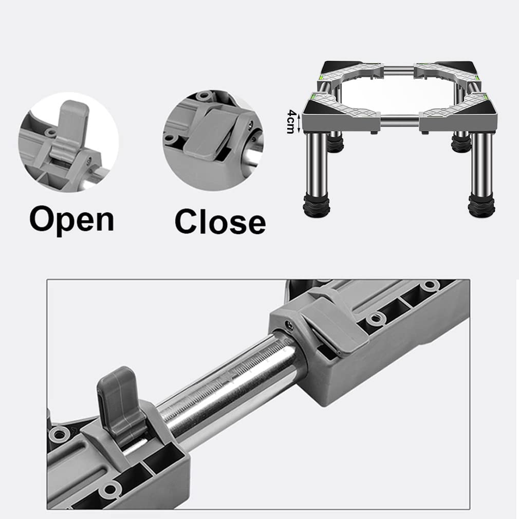 Fridge Stand with 4 Strong Feet Dryer Stand- Refrigerator Stand Height 3.9/5.9/7.8in Adjustable 1.1in Length/width 17.7-25.5in Washer Pedestal Dishwasher Base Stand (3.9inch,gray)