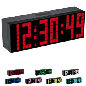 chkosda digital alarm clock, led clock with 2" digital, 7 color options, adjustable brightness, countdown clock with remote control, calendar and temperature display desk clock for bedroom