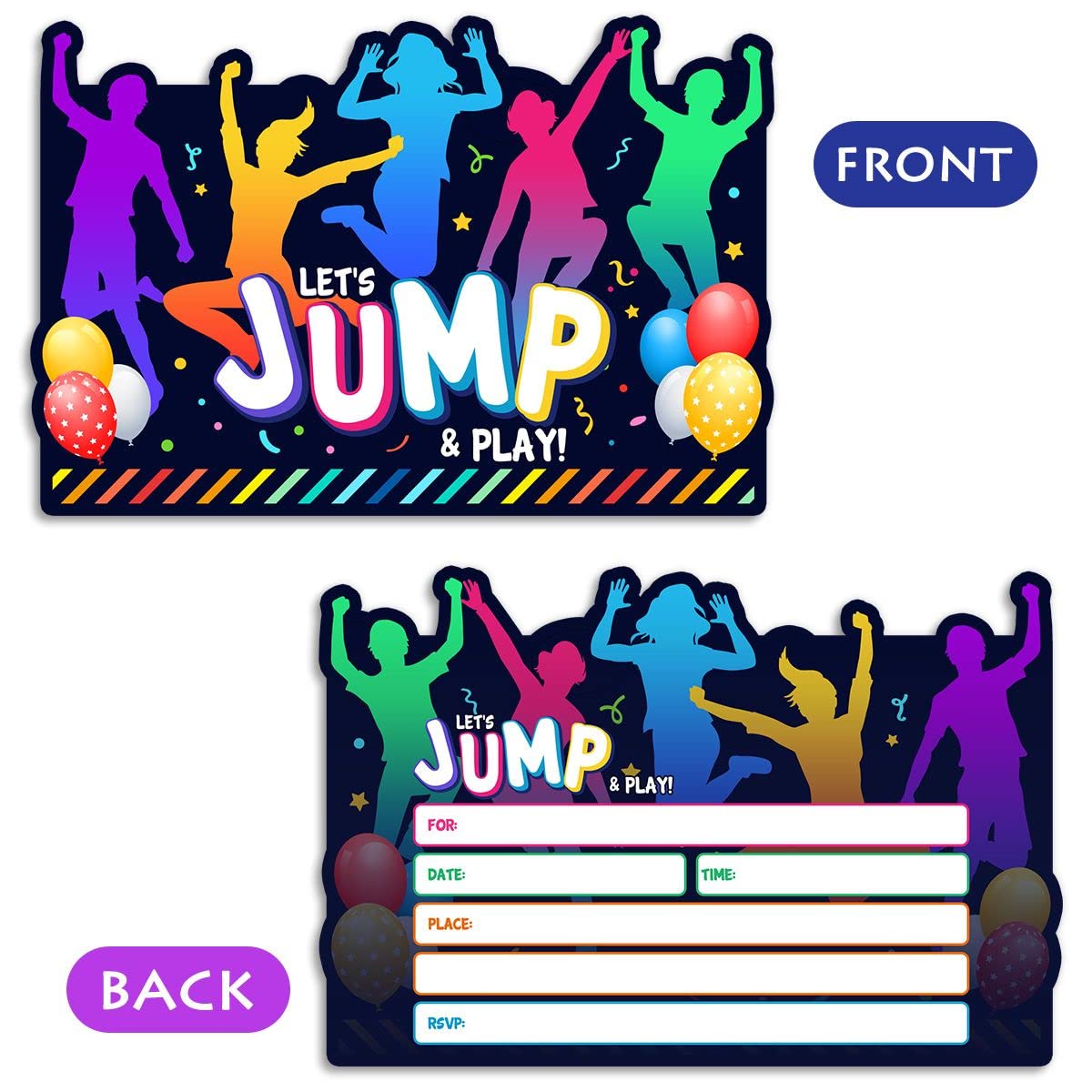 Simimi art Bounce House or Jumping Party Invitations - Trampoline Jump Birthday Invite - Trampoline Birthday Party - LET'S JUMP & PLAY (30 Cards + 30 Envelopes)