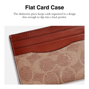 Coach Flat Card Case in Signature, Tan/Rust, One Size