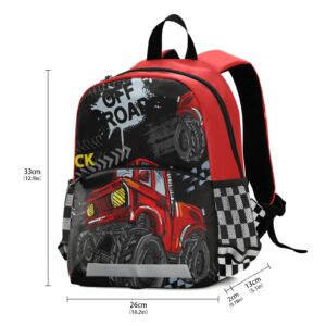 Kids Backpack,Cool Monster Truck Car Lightweight Preschool Backpack for Toddlers Boys Girls with Chest clip One Size